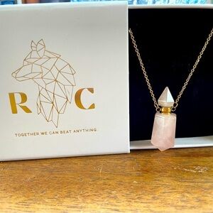 Rose quartz gold plated necklace with space dust